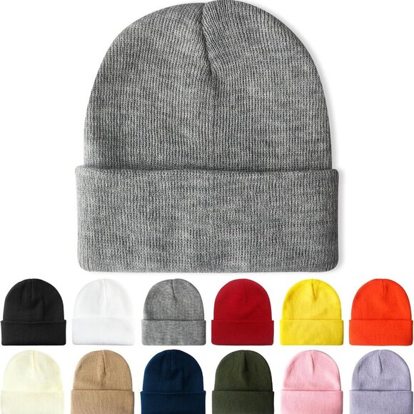 Beanie for Men Women Unisex Knit Cuffed Plain Winter Beanies Hats Skull Cap - Picture 1 of 9
